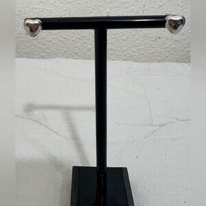 NWOT 90s Puff Heart Silver Tone Earrings